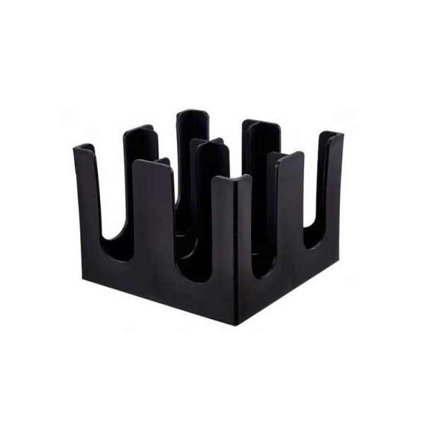 Органайзер для стаканов и крышек, квадратный, настольный, 4 секции, пластик, черный, Hoga (Китай)