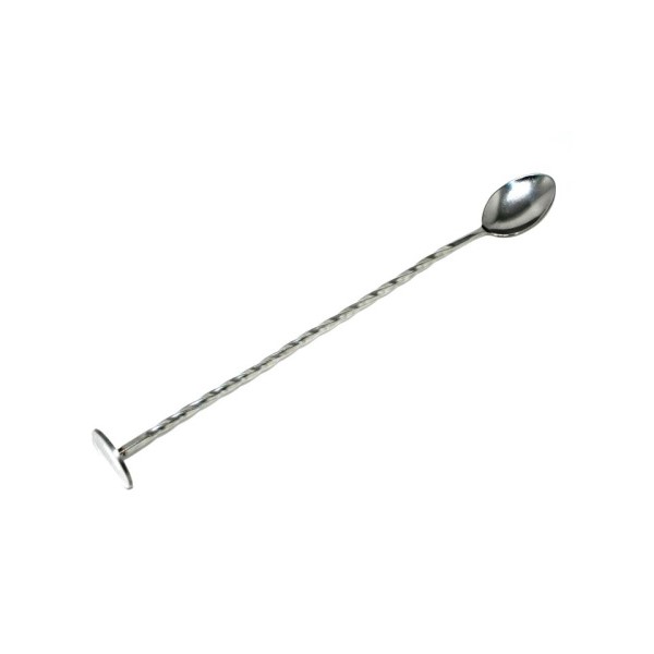 Ложка барменская с плоской кнопкой, l=28 см, нерж. сталь, металлик, MGprof (Китай)