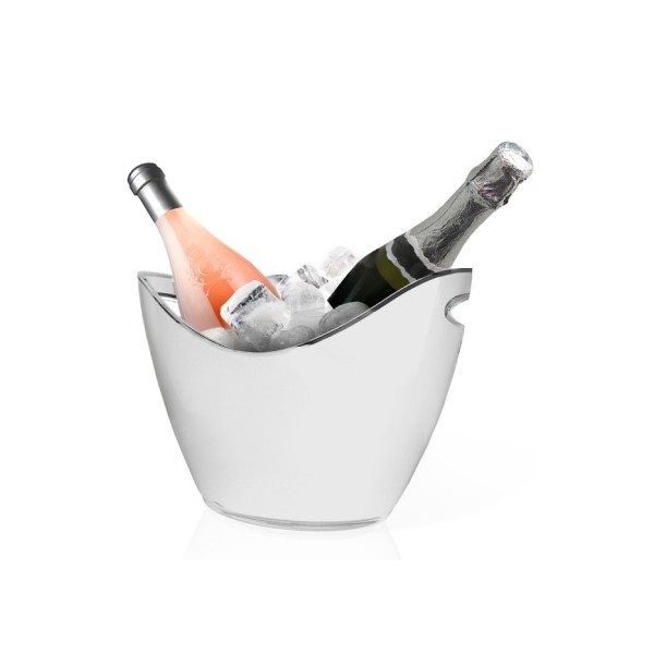 Ведро для шампанского с ручками для 2-х бутылок, 2,7 л, d=270 мм, h=205 мм, поликарбонат, белый, Vin Bouquet (Испания)