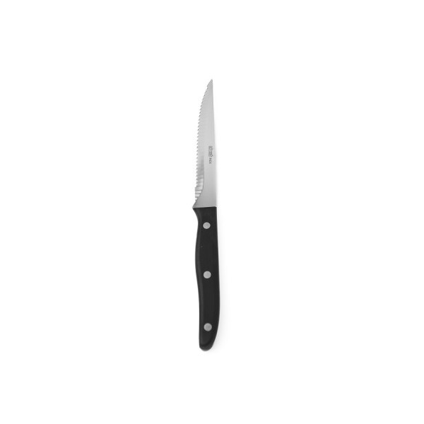 Нож для стейка, 110/218 мм, с зубчиками, нерж. сталь/пластик, черный, Abert (Италия)
