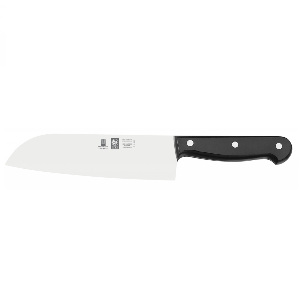 Нож японский Santoku «Technic», 180/300 мм, прямой, нержавеющая сталь/полиоксиметилен, черный, Icel (Португалия)