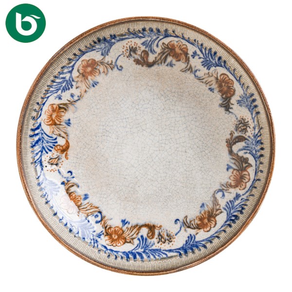 Тарелка «Retro Floral», 1 000 мл, d=230 мм, фарфор, белый с рисунком, Bonna (Турция)